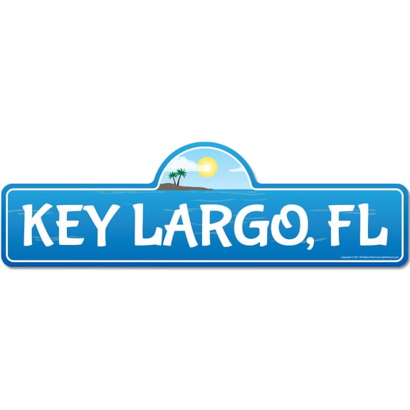 Key Largo FL Florida Beach Street Sign | Indoor/Outdoor | Surfer Ocean Lover Décor For Beach House Garages Living Rooms Bedroom | Signmission Personalized Gift