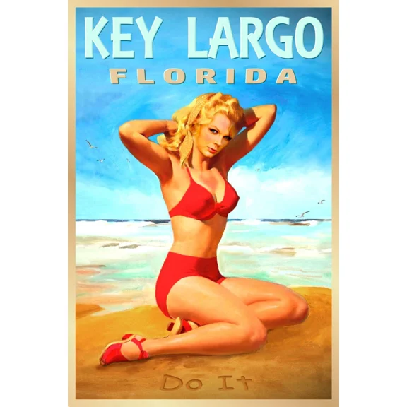 Key Largo Florida Keys Beach Poster Atlantic Caribbean Art Print Home Decor Office Wall Art