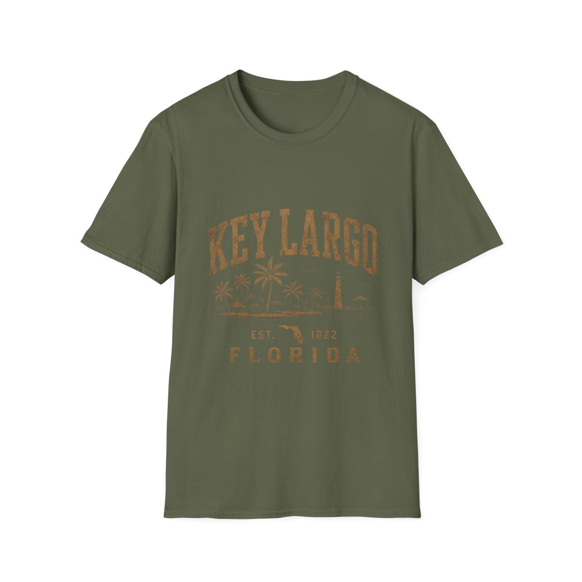 Key Largo Sunset Key Largo Florida Vintage Palm Tree Lighthouse Graphic T-Shirt ...