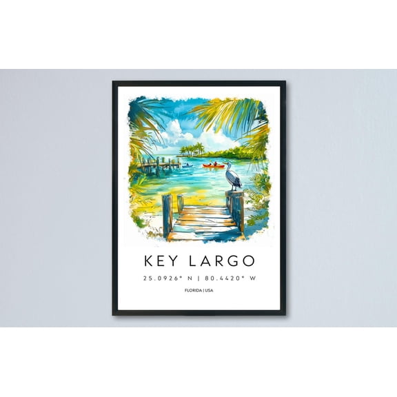 Key Largo Key Largo Travel Florida Key Largo Accent Island Coast Scene Portrait Decor Unframed Paper Print