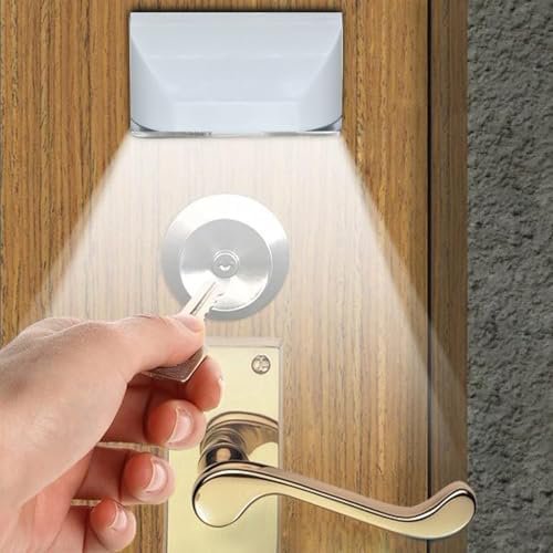 Key Light Door Light, Small Motion Sensor Light with 4 LED Bulbs, Battery Powered Night Lights for Hallway, Stairway, Kitchen, Closet, Bedroom (White)