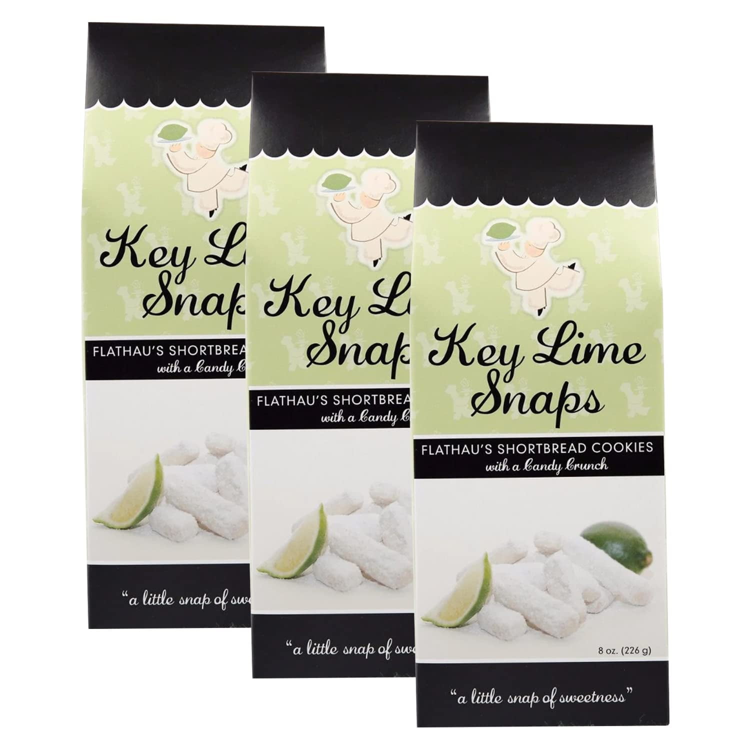 Key Lime Snaps, Shortbread Cookies, 8Ounce Boxes (Pack of 3)