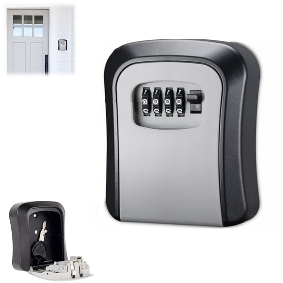 Key Lock Box,4-Digit Combination Key Lock Box,Waterproof Wall-Mount Key Hider for Outdoor Use, Resettable Code Safe Security Lock Box for Home, Office, Garage, Apartment