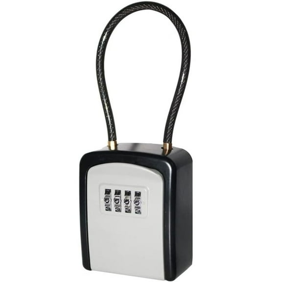 Key Lock Box, 4 Digit Portable Lock Box, Outdoor Waterproof Resettable Code Security Key Storage Box Portable for Indoor Outdoor Home, Office, Garage, School, Gym, Airbnb, Realtor