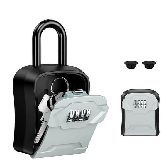 Key Lock Box, AMIR Key Box with Removable Shackle 4-Digit Key Storage Box for Home Warehouse Garage Warehouse Vocation House