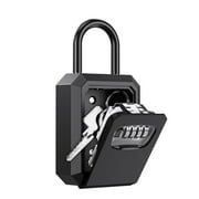 Key Lock Box, AMIR Wall Mounted Key Box 4 Digit Combination 5 Keys Capacity Key Safe Box for Home Apartment Garage Outdoor Black