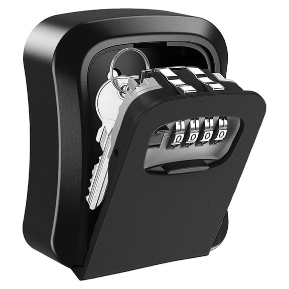 Key Lock Box with Code,Resettable 4 Digit Combination Spare Key Safe LockBox, Weatherproof Key Storage Security Lock Box Hide 5 Keys, Wall Mounted Lock Box for Outside, Home, Office, Garage, Black