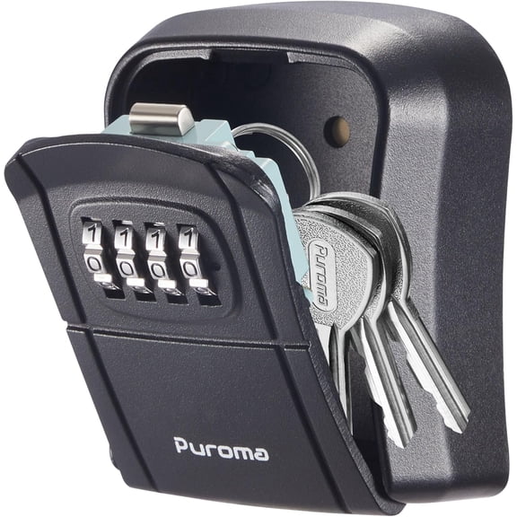 Key Lock Box Combination Lockbox Wall-Mounted Key Storage Box for House Keys, Resettable Code Safe Security Lock Box for Home, Office, Garage, Apartment Spare Key Storage (1 Pack, Black)