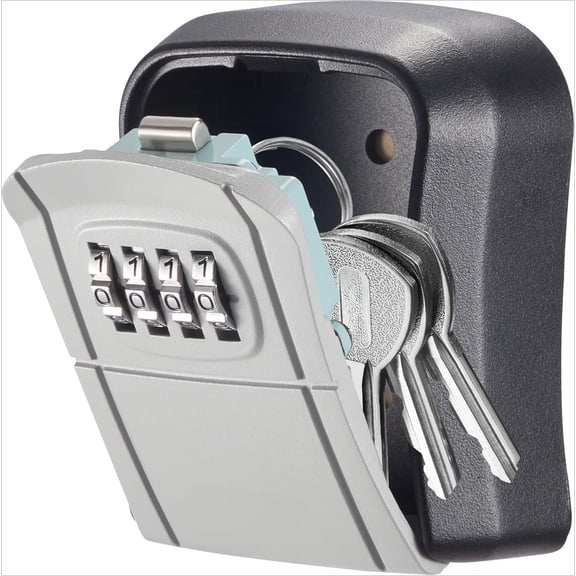Key Lock Box Combination Lockbox Wall-Mounted Key Storage Box for House Keys, Resettable Code Safe Security Lock Box for Home, Office, Garage, Apartment Spare Key Storage (1 Pack, Black)