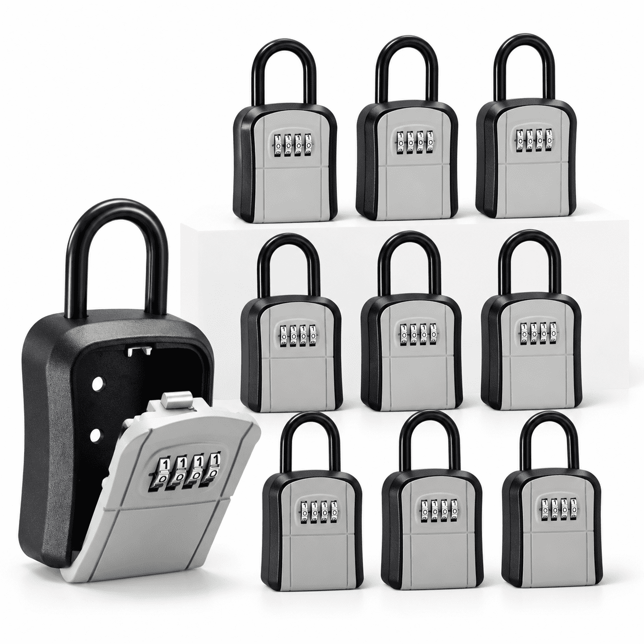 Key Group Lock Box Key Lock Box, Gray, 10-inch, Outdoor 4-Digit Combination Lockbox for ...