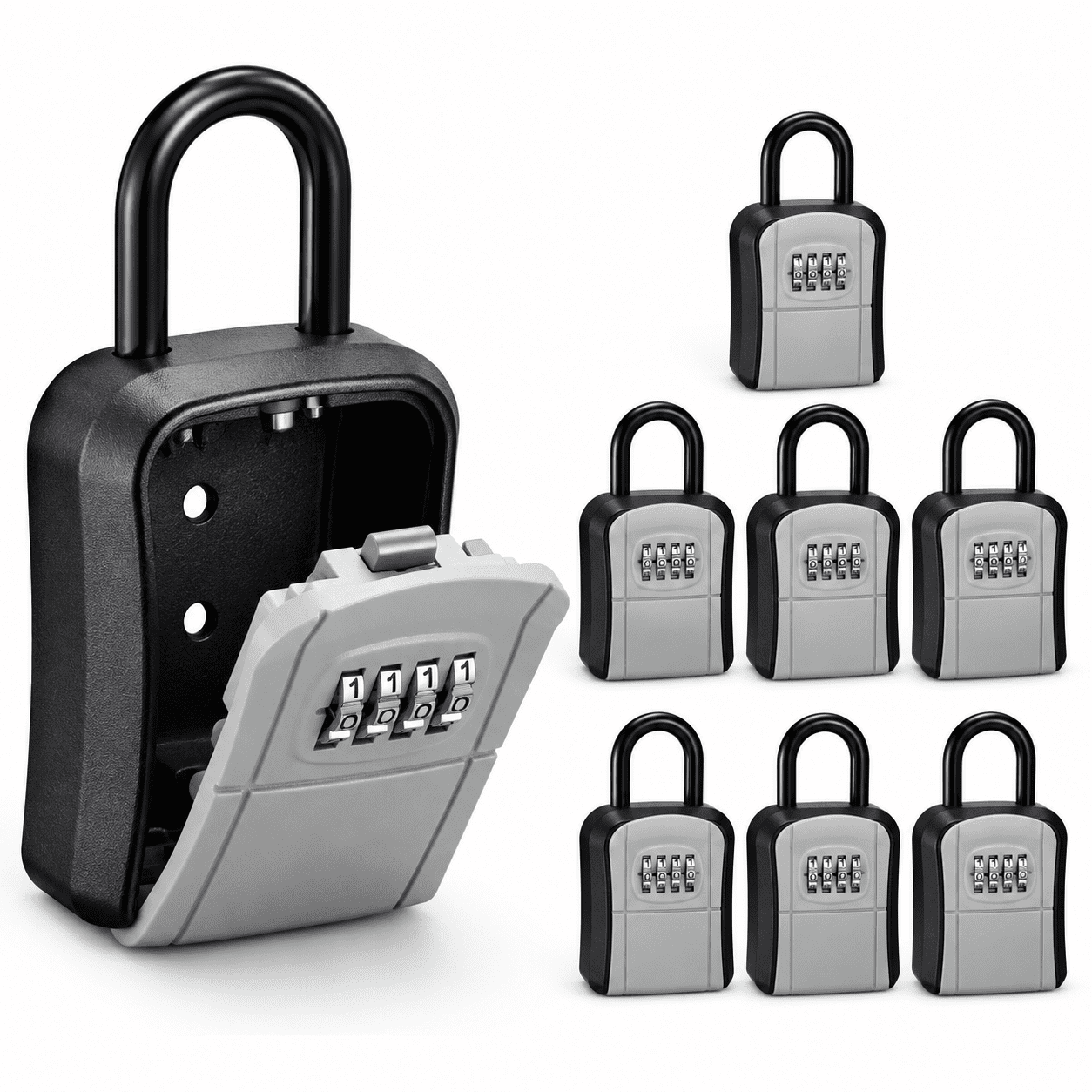 Combination Storage Lock Key Lock Box, Gray, 8, Outdoor 4-Digit Combination Lockbox for Key ...