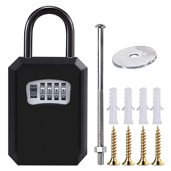 Key Lock Box, Heavy Duty 4 Digit Combination Lockbox, Waterproof Resettable Code Key Storage Box with Removable Shackle for House Keys, Outdoor Home, Office, Garage, 1 Pc, 3.62x4.8x1.65"