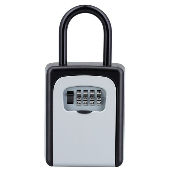 Combination Lock Box, Portable Secure Key Storage, Resettable Code 4-Digit Lock For House And Car Keys, High Security Waterproof Exterior Outdoor Lock Box, Silver (Durable