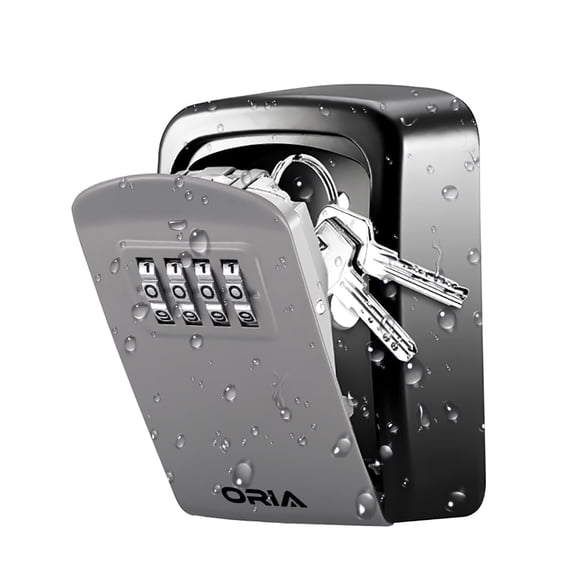 Key Lock Box, Key Lock Box Wall Mounted 4 Digit Combination Key Storage Box Key Safe Box Key Security Box for Home Outside Warehouse Office Silver