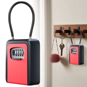 Key Lock Box Outdoor Portable 4 Digit Combination Password Box for House Keys