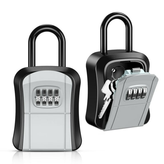 Key Lock Box for Outside,New Version 4-Digit Combination Lock Box,Lockbox for Keys Outdoor,Portable Wall Mounted Storage Lock Box for Home,Realtors Garage Spare Keys