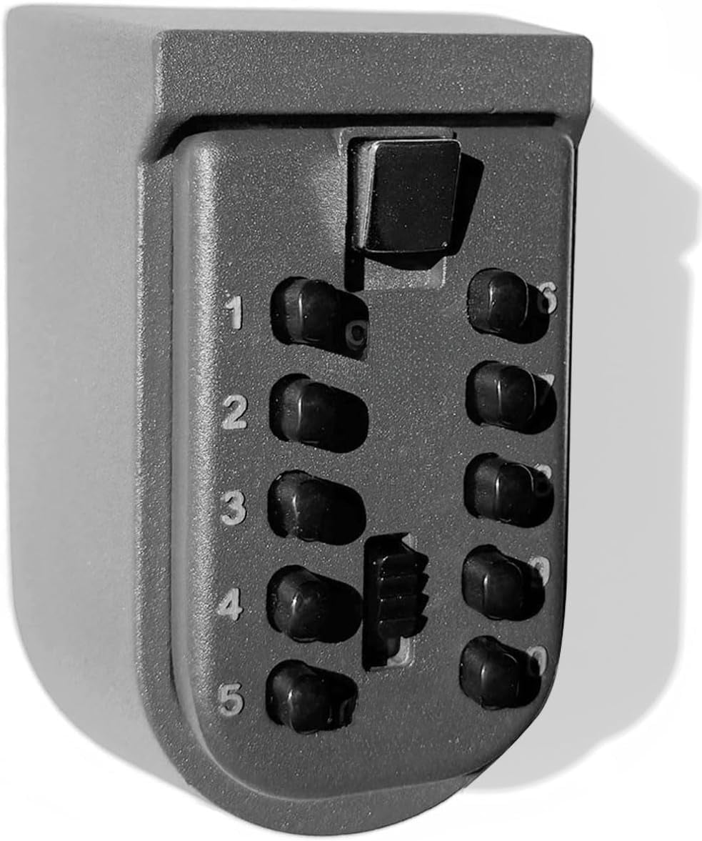 Key Lock Box for Outside Wall Mount, Waterproof Spare Key Storage Box, 10-digits Combination Lockbox Push Button Key Keeper Box for Home Indoor & Outdoor Realtors Landlord Property Management