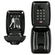 Key Lock Box for Outside, Waterproof Wall Mount Key Lock Box for House Key, 12-Digit Combination Resettable Large Capacity Security Lockbox for Home, Garage, Office,Black