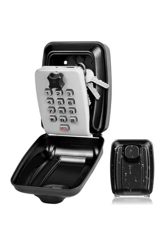 Key Lock Box for Outside, Waterproof Wall Mount Key Lock Box for House Key, 12-Digit Combination Resettable Large Capacity Security Lockbox for Home, Garage, Office, Gray