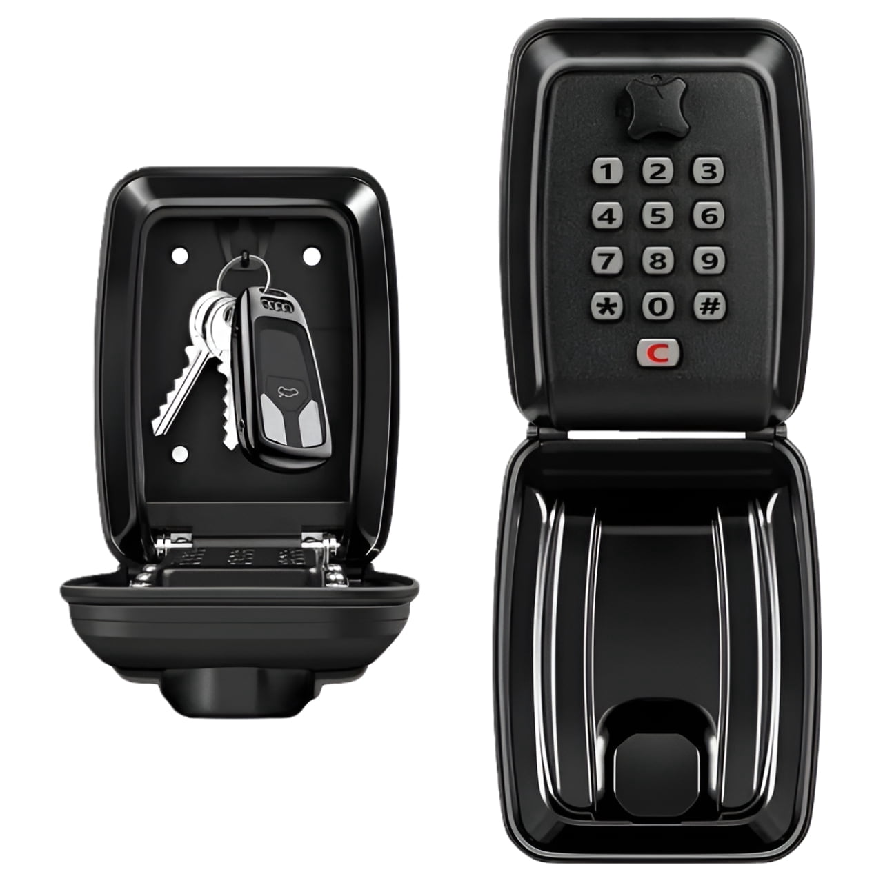 Key Lock Box for Outside, Waterproof Wall Mount Key Lock Box for House Key, 12-Digit Combination Resettable Large Capacity Security Lockbox for Home, Garage, Office,Black