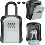 Key Lock Box Portable Combination Lockbox Wall-Mounted Key Storage Box for House Keys, Resettable Code Safe Security Lock Box for Home Office Apartment Spare Key Storage