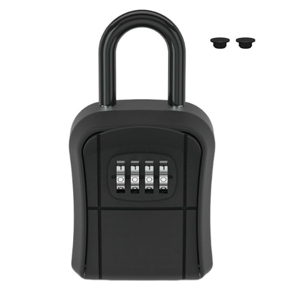 Key Lock Box Portable Combination Lockbox Wall-Mounted Key Storage Box for House Keys, Resettable Code Safe Security Lock Box for Home Office Apartment Spare Key Storage Black