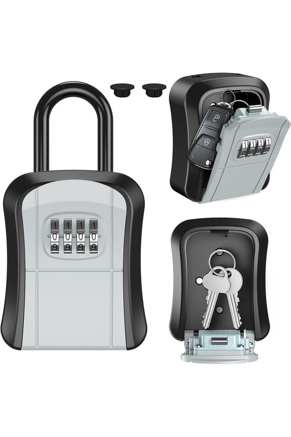 Key Lock Box Portable Combination Lockbox Wall-Mounted Key Storage Box for House Keys, Resettable Code Safe Security Lock Box for Home Office Apartment Spare Key Storage