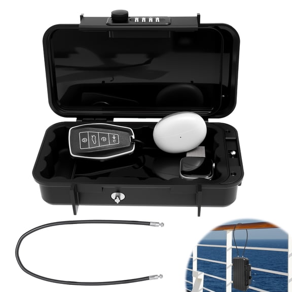 Key Lock Box Portable Lock Box 4 Digit Combination Lock Box for Travel Anti Theft Small Safe Case with Removable Wire Rope for Gym Hotel Dorm