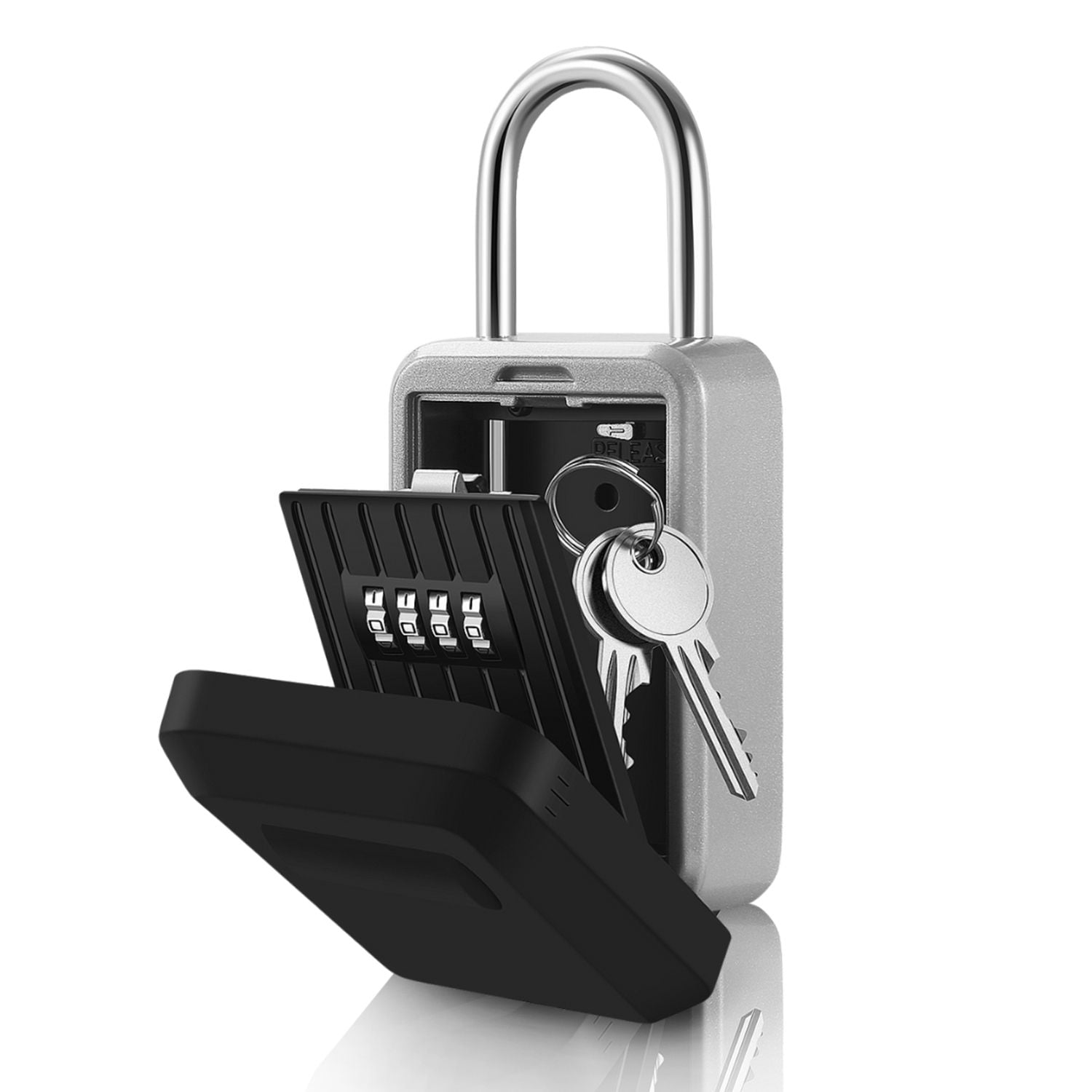 Key Lock Box - Portable Lockbox for Keys Outdoor - 4 Digit Code Combination Lock Box for Key Safe Security - Weather Rust Resistant Key Lock Box for Outside, Car, Door, House, Travel