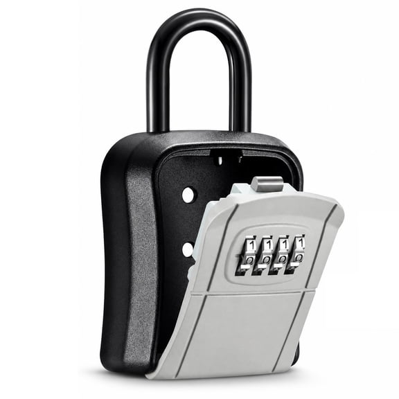 Maspost Wall Mounted Lock Box, Portable 4-Digit Password Safe for Spare Key Storage, Silver, 1 Pack