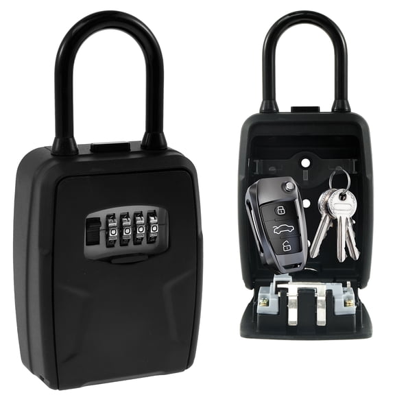 Key Lock Box Resettable 4 Digit Combination Safe Key Box 10 Keys Large Capacity Key Safe Box Hanging or Wall Mounted Key Cabinet Zinc Alloy Key Storage Box for Home Garage Office