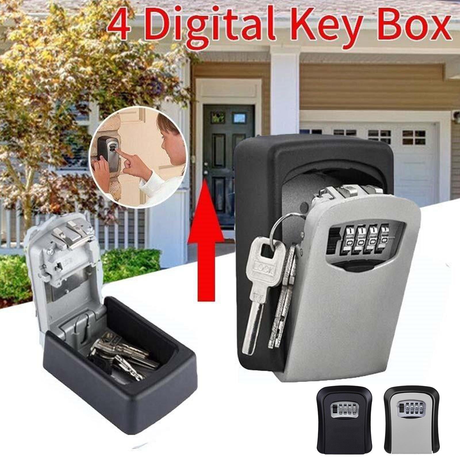 Key Lock Box, Wall Mount 4 Digits Combination Lockbox Outside, Waterproof Outdoor Key Hider for