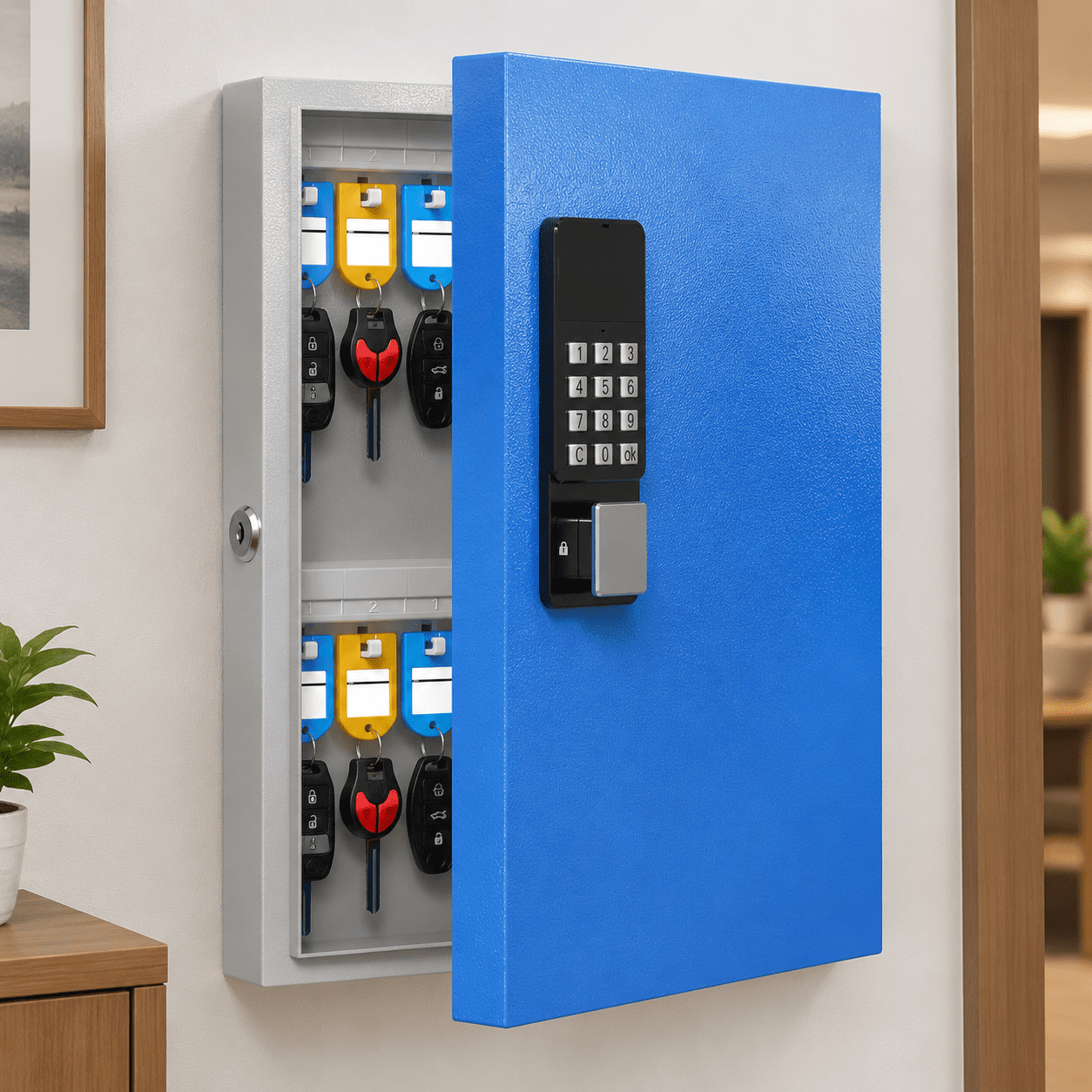 Key Lock Box Wall Mount, Smart Key Organizer Cabinet with Code ...