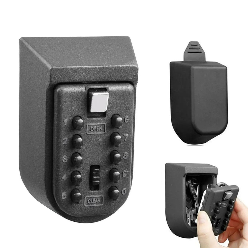 Key Lock Box Wall Mount Waterproof Spare Key Storage Box 10-Digit Combination Lockbox Push Button ,Additional Security