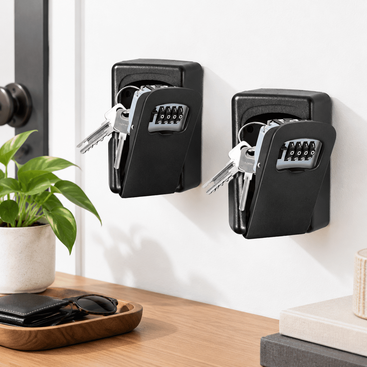Key Lock Box Wall Mounted 4 Digit Combination Lockbox for Outside House ...