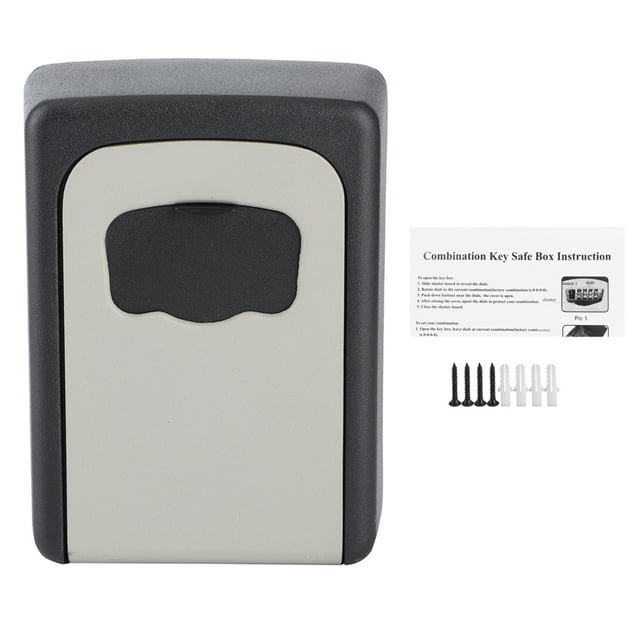 Key Lock Box Wall Mounted Aluminum Alloy Key Safe Box 4 Digit Password