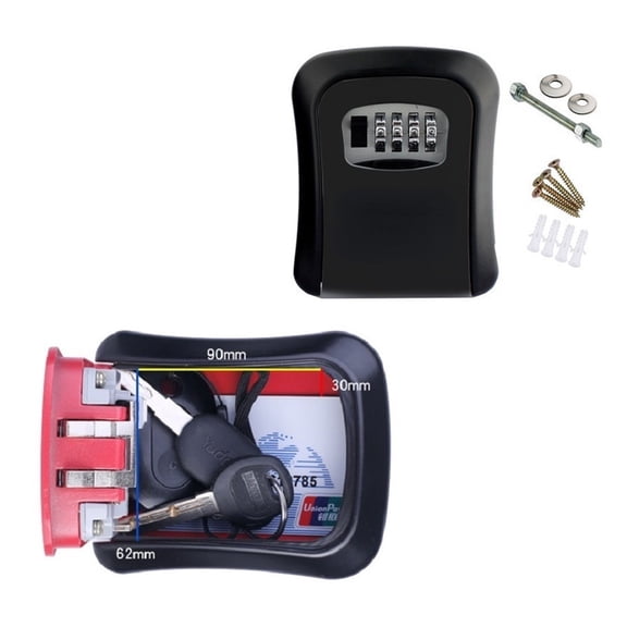 Key Lock Box Wall Mounted Aluminum Alloy Key Safe Box Weatherproof 4 Digit Combination Keys Storage Lock Boxes Indoor Outdoor ,Easy Installation