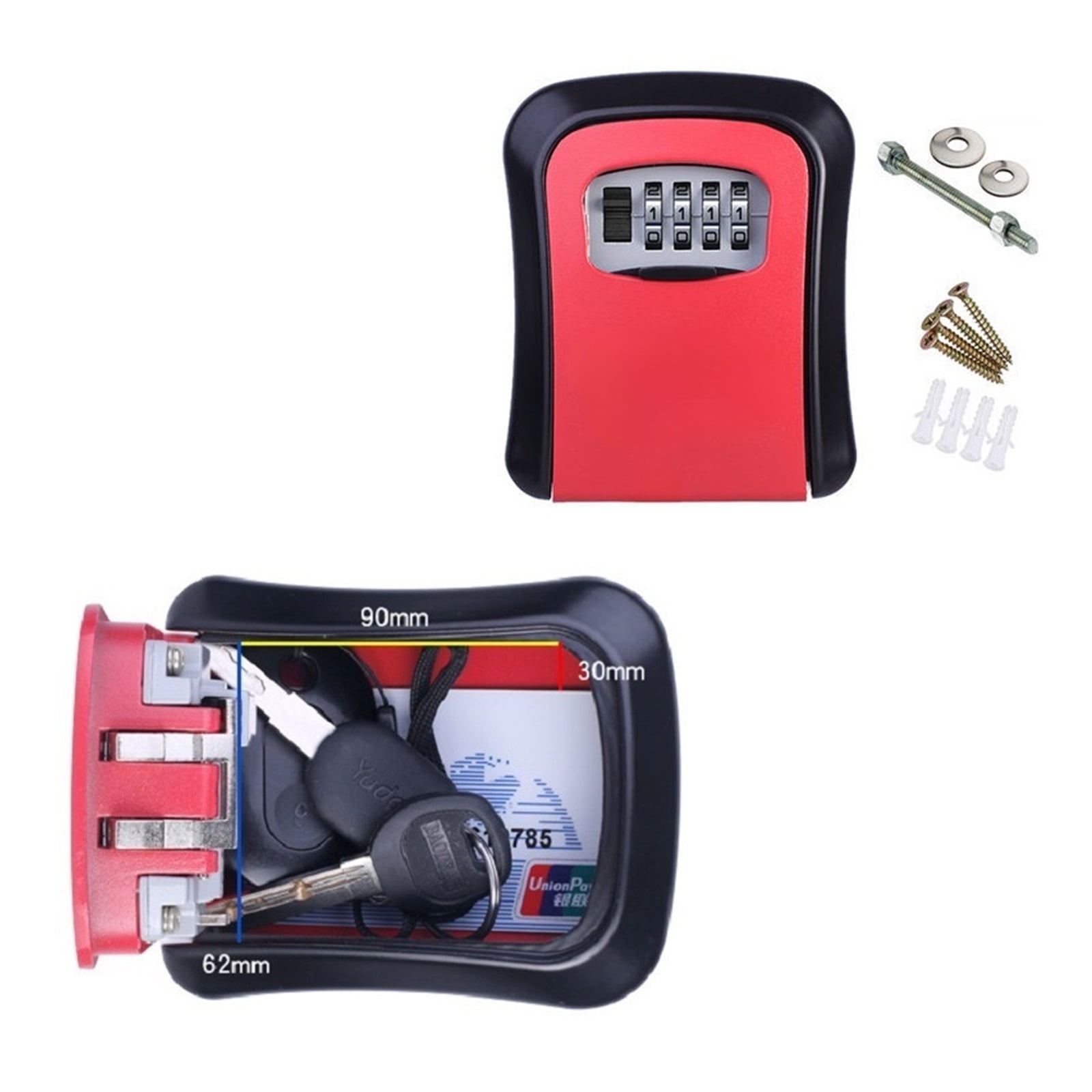 Key Lock Box Wall Mounted Aluminum Alloy Key Safe Box Weatherproof 4 ...