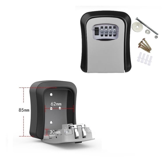 Key Lock Box Wall Mounted Aluminum Alloy Key Safe Box Weatherproof 4 Digit Combination Keys Storage Lock Boxes Indoor Outdoor