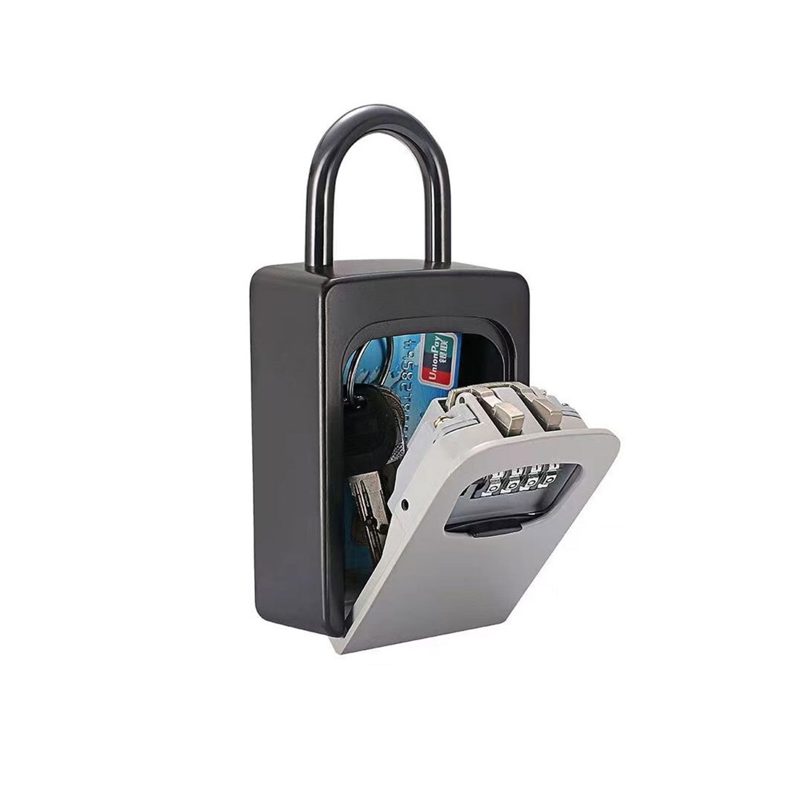 Key Lock Box , Wall Mounted Aluminum Alloy Key Safe Box Weatherproof 4