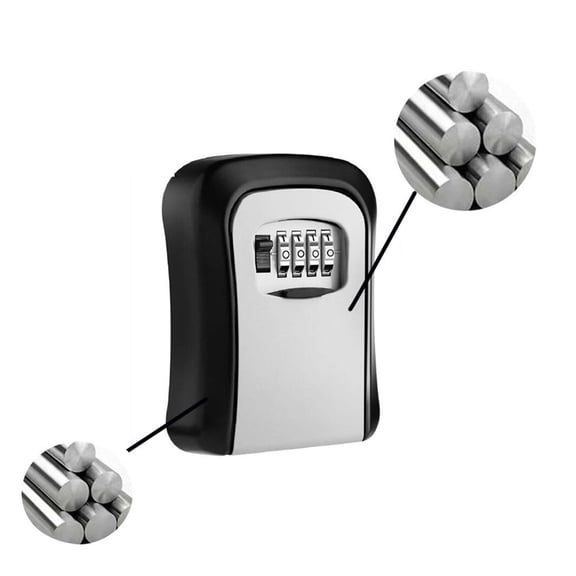Key Lock Box , Wall Mounted Aluminum Alloy Key Safe Box Weatherproof 4 Digit Combination Keys Storage Lock Boxes ,Security and Anti-Theft