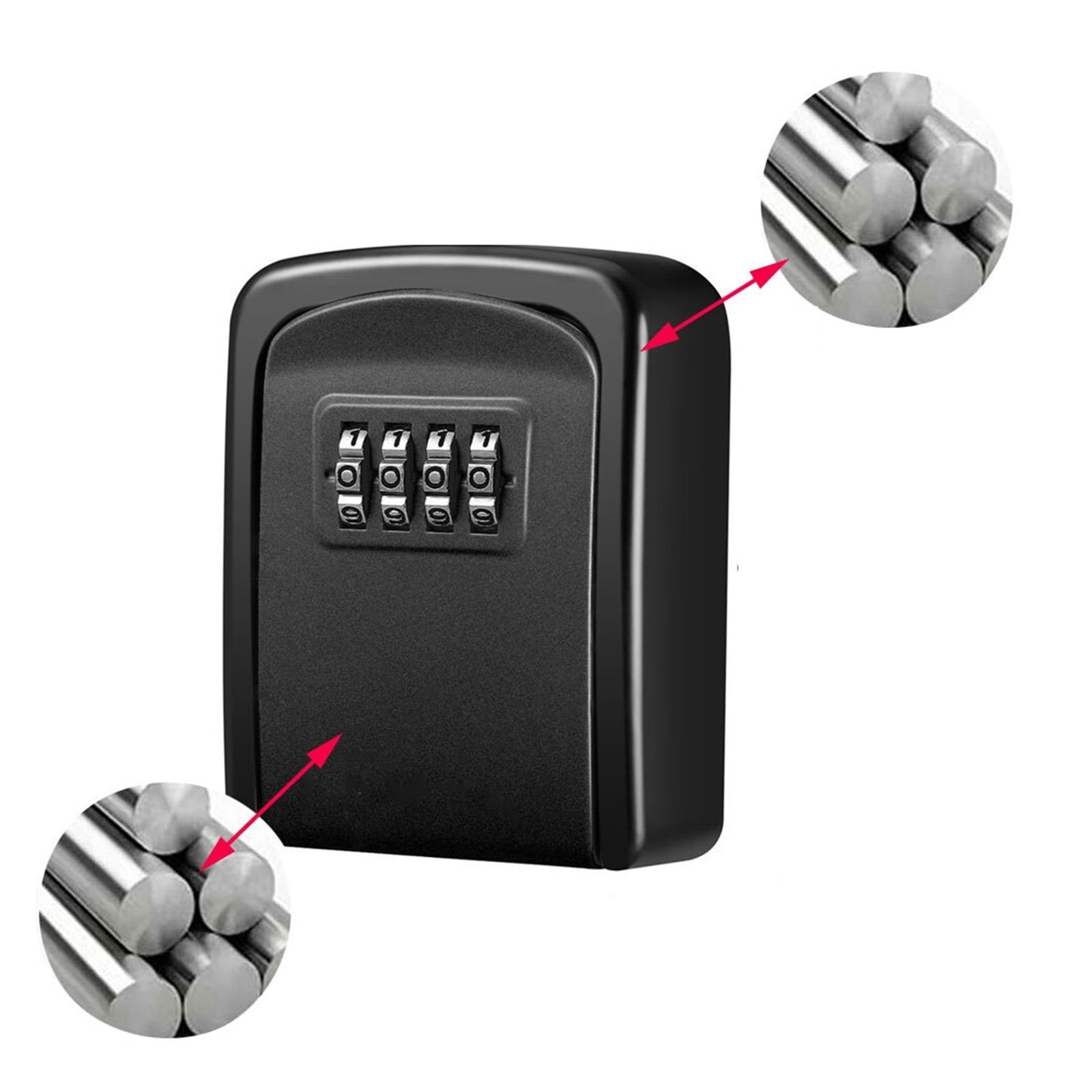 Key Lock Box , Wall Mounted Aluminum Alloy Key Safe Box Weatherproof 4