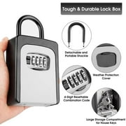 Key Lock Box Waterproof, Portable 4-Digit Combination Safe Lockbox with Removable Shackle, 5 Key Capacity Security Key Storage for Home Outdoor