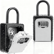 Key Lock Box Waterproof, Portable Lock Box for House Key, 4-Digit Combination Safe Lockbox with Removable Shackle, 5 Key Capacity Security Key Storage for Home Outdoor