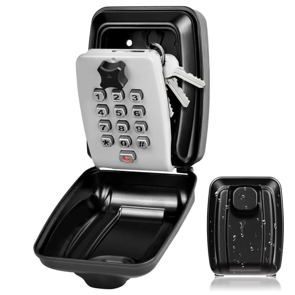 Key Lock Box Waterproof Wall Mount Lock 12-Digit Combination Resettable Large Capacity Security ,Additional Security