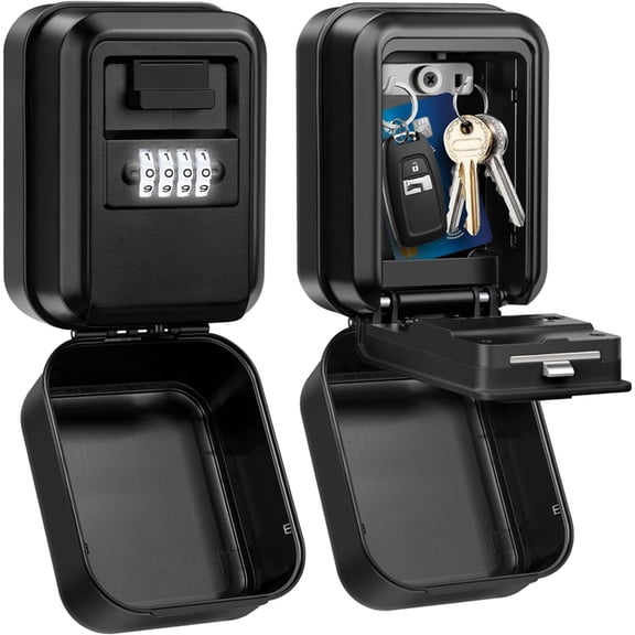 Key Lock Box, Waterproof Wall Mount Lock Box for Keys with Code, 4 Digit Combination Lockbox for Home Garage A
