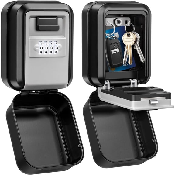 Key Lock Box, Waterproof Wall Mount Lock Box for Keys with Code, 4 Digit Combination Lockbox for Home Garage B