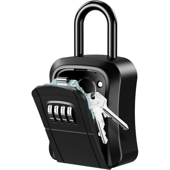 Key Lock Box for Outside, Lock Box for House Key, 4-Digit Combination Security Lockbox, Portable Wall Mounted Storage Lock box