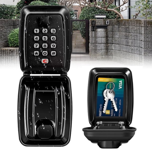 Key Lock Box with Key Hook, DFITO 12-Digit Combination Lock Box Outdoor Spare Key Hider for House Keys, Realtors, Garage Spare Keys