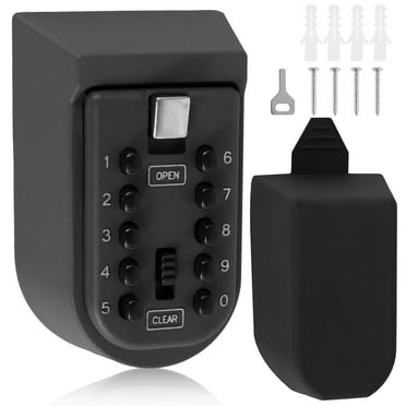 Key Lock Case 4 Digit Combination Key Storage Box Wall Mounted Key Hider Box Waterproof Outdoor Security Key Storage Box Zinc Alloy Password Key Holder Box for Outside Home Office